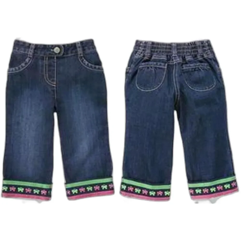 NEW Gymboree girls 12-18 M Jeans Denim pants butterfly Garden Friends pink green